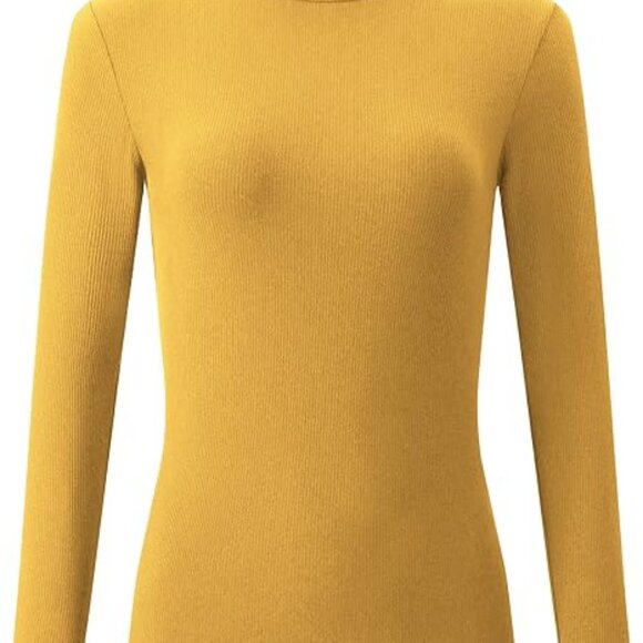 Mustard Yellow Jersey Turtleneck - Picture 2 of 3
